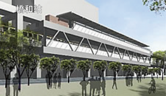 因板南路寬度為20公尺，以高架疊式月台設置，長度約121公尺、寬約9公尺，高約24公尺